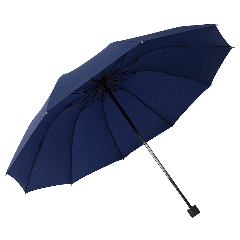 大号十骨纯色简约手动三折叠雨伞反向伞防雨男女印LOGO广告伞批发