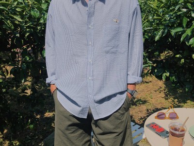 MYQ条纹长袖衬衫男夏季韩版潮牌宽松