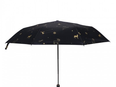 九合板烫金小鹿三折男女折叠雨伞晴