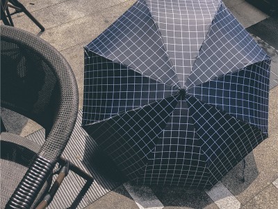 九合板金柄经典方格黑胶防晒雨伞学