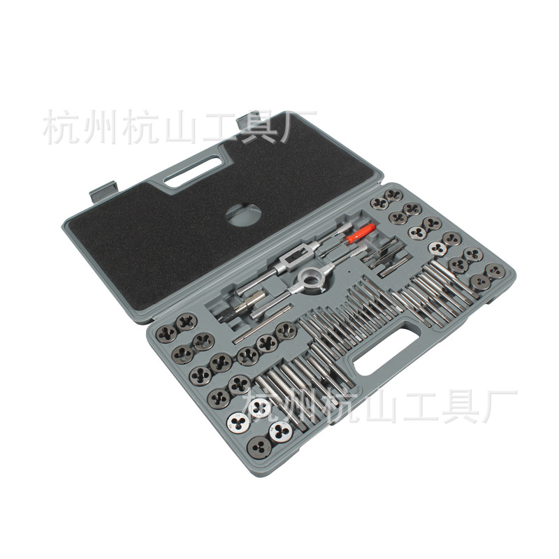 60件丝锥板牙组套 公英制60PC手用绞手扳手工具钢攻丝组合套装
