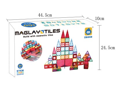 智邦磁力片益智玩具彩窗建构片160pc