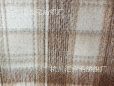 厂家现货羊毛 格子单面长毛呢布料 6