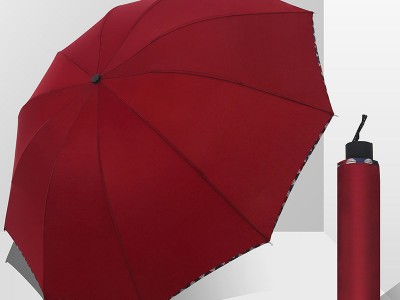 纯色商务晴雨伞加大加固十骨雨伞男