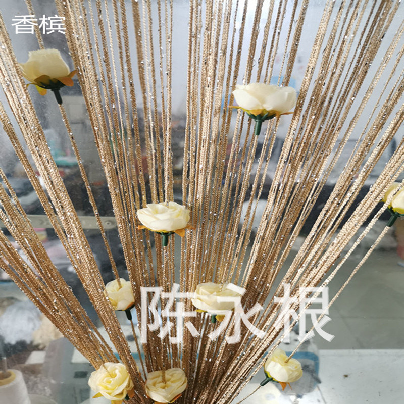 特价外贸玫瑰花银丝线帘窗帘门帘加密成品隔断玄关婚礼