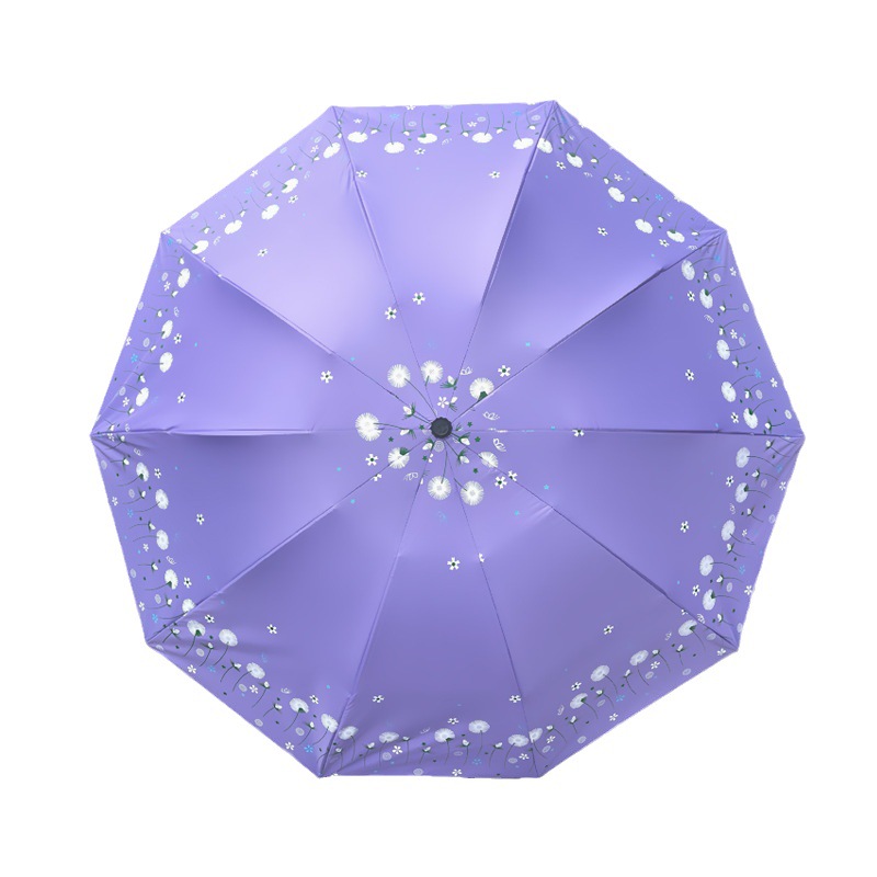 蒲公英防晒遮阳雨伞男女晴雨两用双人伞户外便携式抗风三折十骨伞