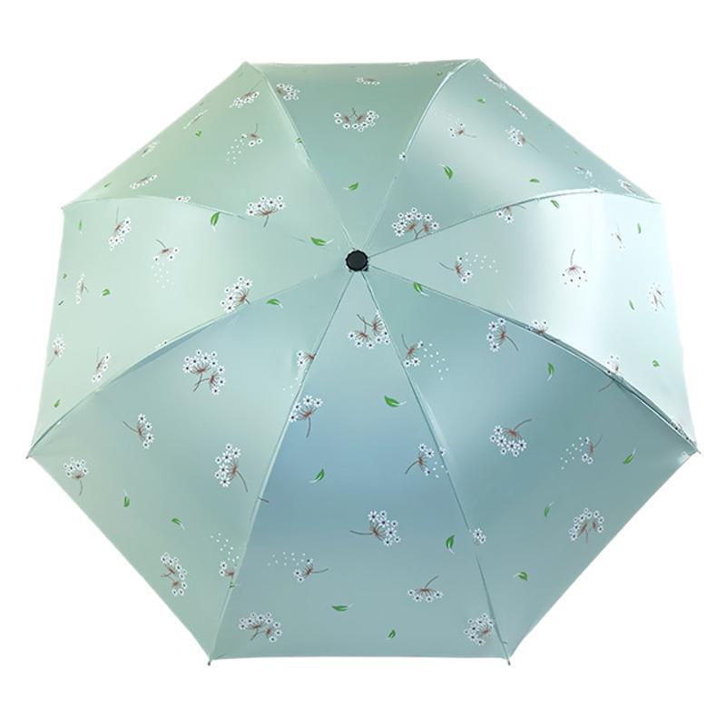 新款满天星黑胶防紫外线遮阳伞印花折叠三折晴雨两用雨伞