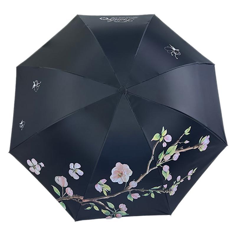 新款杏花折叠晴雨伞黑胶防晒遮阳伞学生雨伞女士太阳伞批发