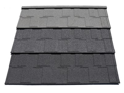 方格型彩石金属瓦别墅屋面瓦屋顶喷