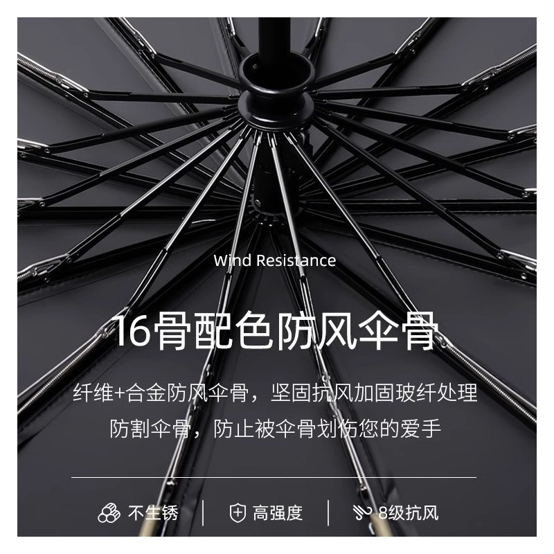 全自动折叠雨伞黑胶商务男晴雨两用女太阳伞遮阳伞防晒防紫外线