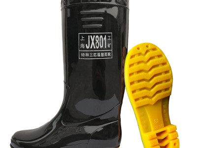 成人高筒防水防滑雨靴劳保工矿黑色