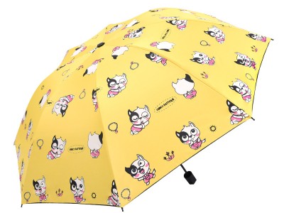 晴雨伞折叠卡通学生防晒黑胶晴雨两