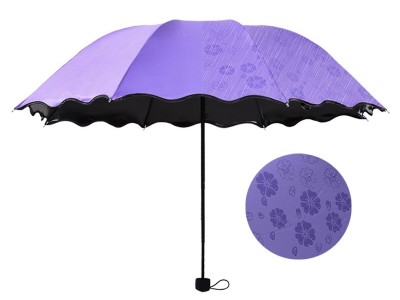 工厂批发遇水开花变色创意晴雨伞折