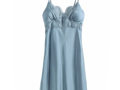 睡衣女夏季薄款冰丝性感睡裙舒适缎