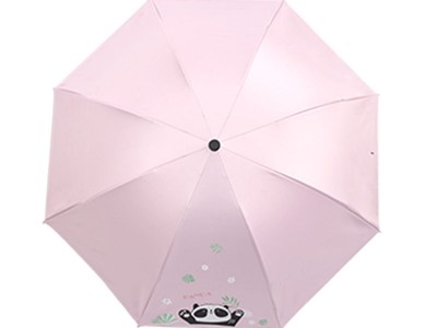 天女伞 包邮 卡通熊猫黑胶晴雨两用