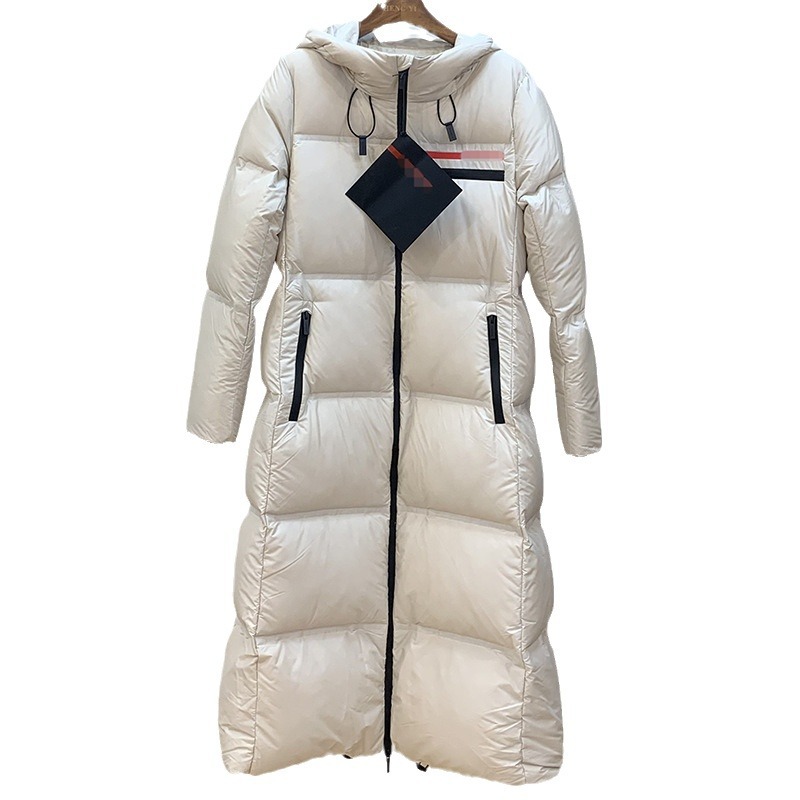 欧美外贸p家2024新款冬季加厚白鹅绒面包服羽绒服超长到脚踝外套