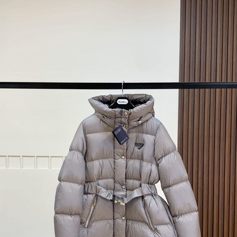 高版本pd家24新款百搭气质保暖松紧腰腰带连帽羽绒服女士鹅绒服