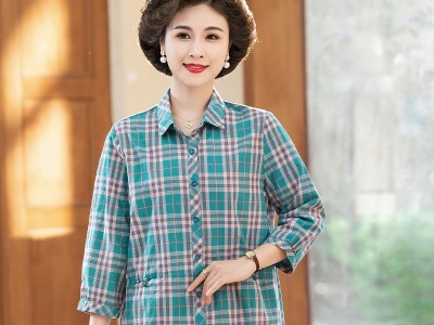 中老年女装衬衫七分袖2024夏装新款