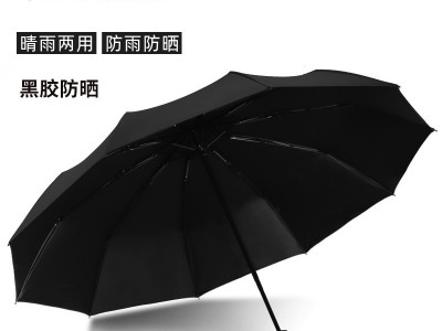 全自动商务伞十骨雨伞双人大号伞黑