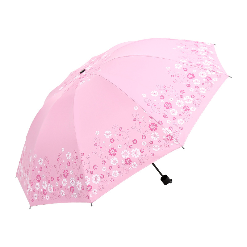三折叠防晒太阳伞双人晴雨两用雨伞广告伞女十骨清新遮阳大号黑胶