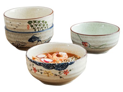 釉下彩米饭碗陶瓷汤碗新中式餐厅餐