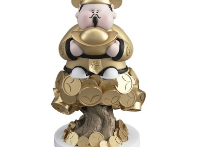 发财树金元宝财神爷摆件开业礼品店
