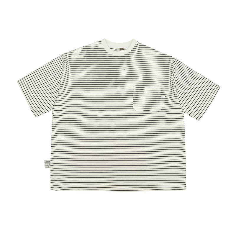 FORN3 2022夏新款满版条纹印花短袖T恤日系简约中性休闲tee男上衣