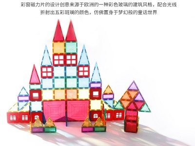 智邦玩具七彩彩窗片磁力片儿童吸铁