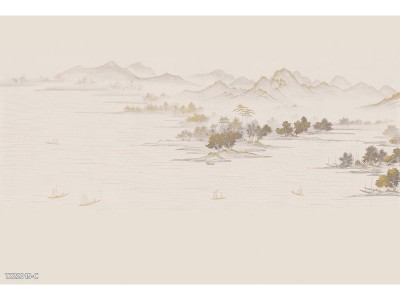 新中式客厅沙发背景墙描金新工艺立