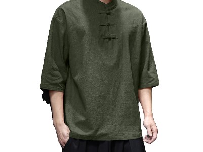 2024跨境男装新款盘扣棉麻汉服 中国