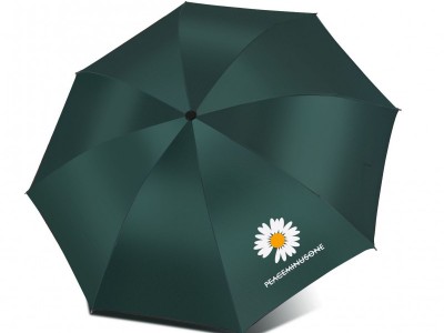 手动雏菊雨伞三折黑胶防紫外线遮阳