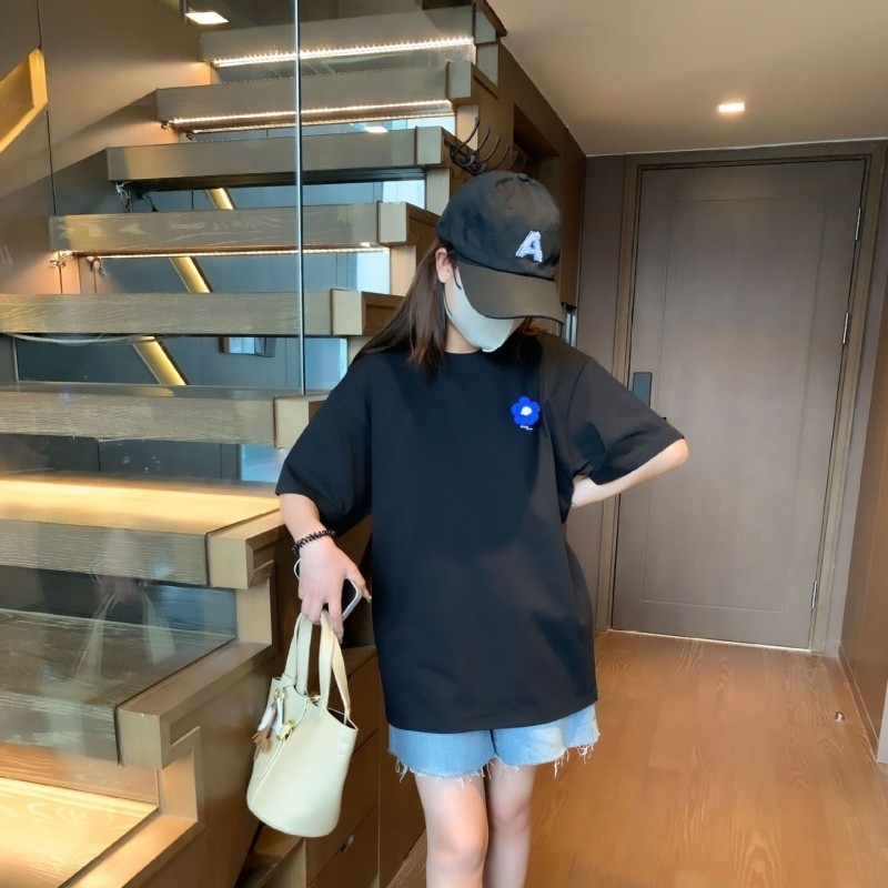 ader短袖t恤女2024夏季新品女装宽松休闲小花打底衫上衣