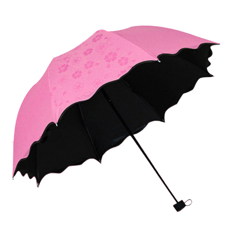 遇水开花雨伞三折防晒防紫外线太阳伞工厂批发晴雨遮阳两用折叠伞