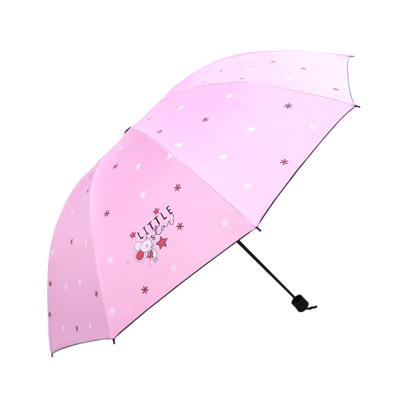 十骨清新遮阳加大黑胶三折叠防晒太阳伞双人晴雨两用雨伞卡通伞女
