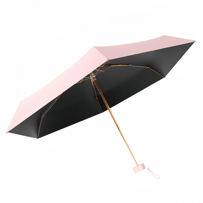 高级感便携雨伞铁骨五折六骨遮阳防晒伞高级感轻便晴雨两用黑胶伞