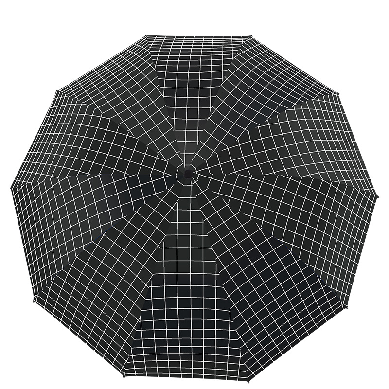 格子雨伞批发手动遮阳伞黑胶晴雨两用晴雨伞双人大号超大折叠伞女