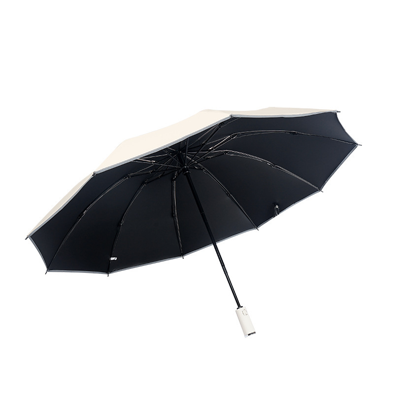 反向全自动伞黑胶防晒折叠遮阳伞太阳伞反光条晴雨伞防晒太阳伞