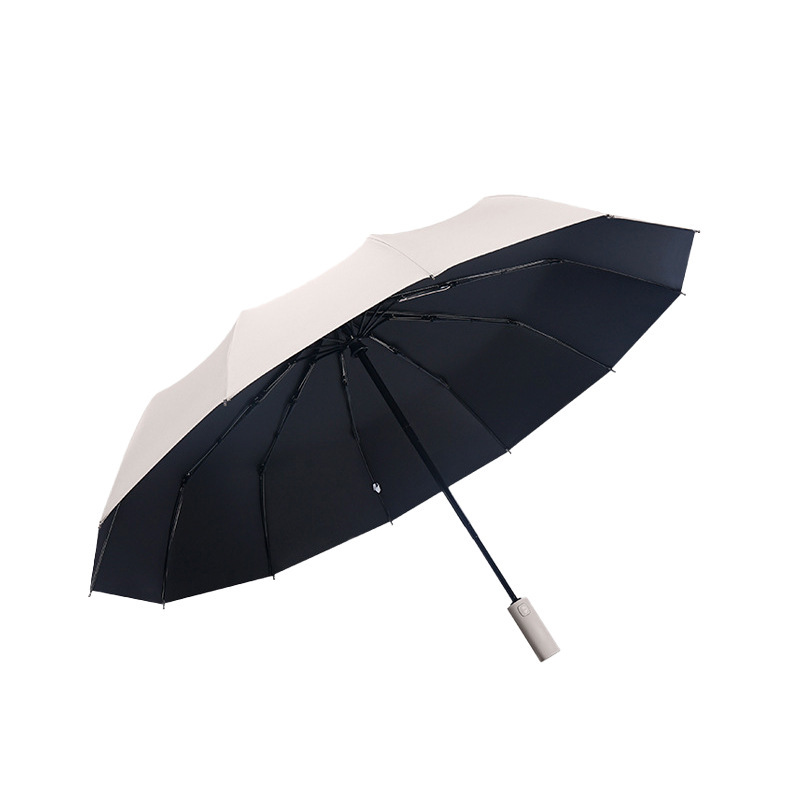 全自动十二骨双骨加大加固雨伞定制三折黑胶防紫外线遮阳晴雨两用