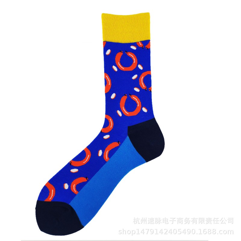 秋冬新款时尚潮牌多彩潮袜中高筒棉袜子批发个性街头时尚袜子