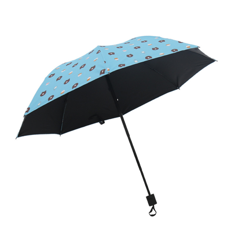 新款印花小熊两用雨伞黑胶伞全自动遮阳伞男女防晒防雨晴雨伞批发