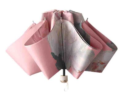 三折黑胶双层伞双面花伞防晒防紫外