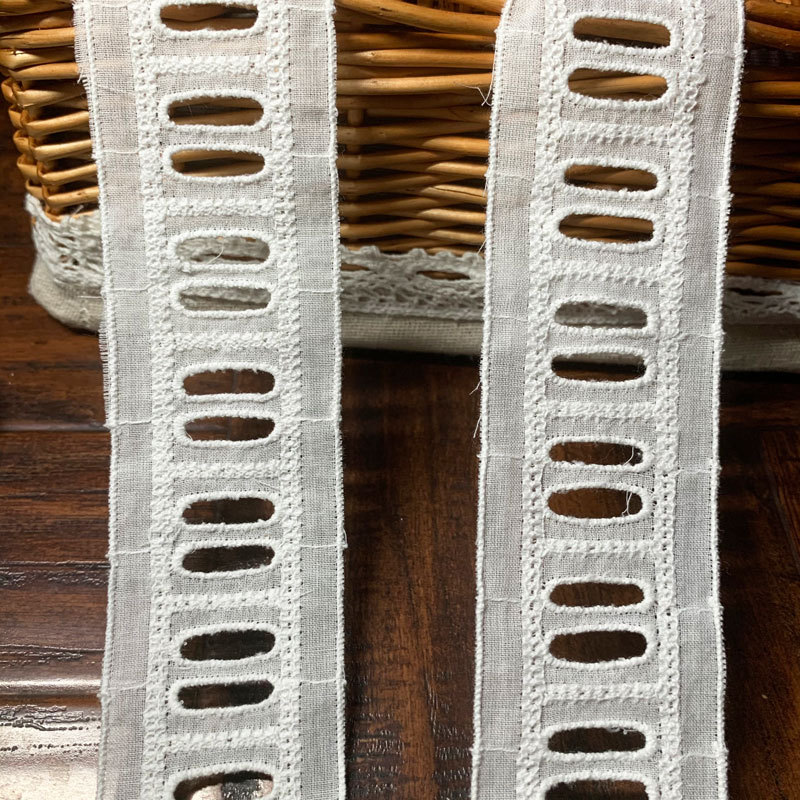 白色棉布蕾丝刺绣花边镂空雕孔梯形棉花边服装辅料工艺品饰品
