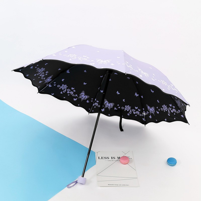 天女伞 包邮 荷叶边双面印花 黑胶晴雨两用伞女 定 制雨伞广告伞