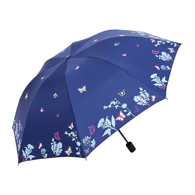防晒遮阳伞女创意雨伞折叠晴雨两用小雏菊黑胶太阳伞加印logo广告