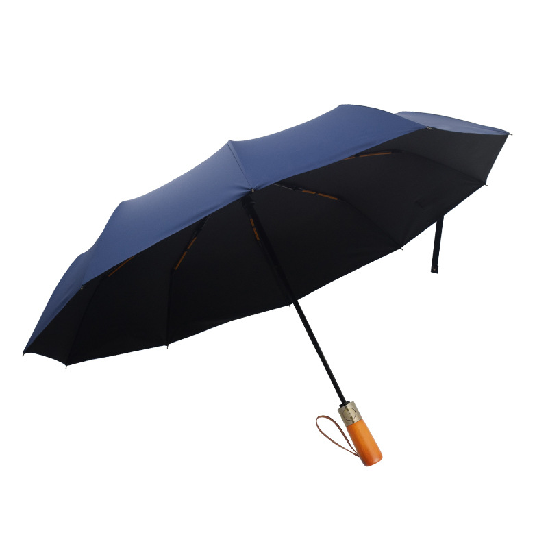自动黑胶雨伞晴雨两用男女防紫外线折叠遮阳伞纯色商务太阳伞批发