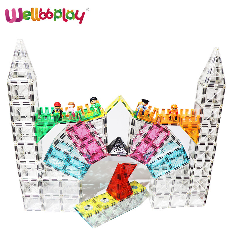 Wellbbplay维爱贝透明彩窗磁力片管道积木散片补充装玩具磁性磁铁