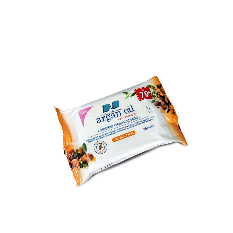 定制袋装25片卸妆湿巾摩洛哥坚果油精华化妆棉湿敷洁面巾外贸跨境
