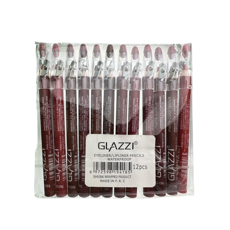 新款GLAZZI12色哑光唇线笔 哑光雾面不沾杯口红笔 勾线唇笔彩妆