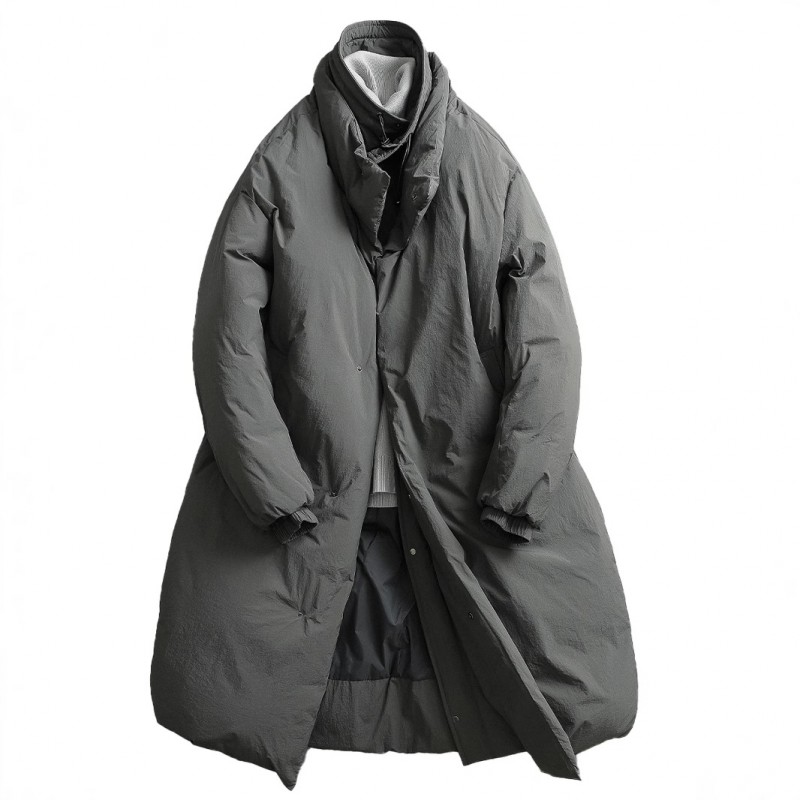 【见川】冬季韩系极简双层门襟 加厚阔版长款面包服羽绒服 男
