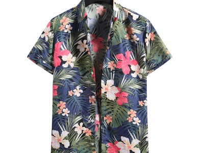 外贸跨境夏季薄款男士休闲大碎花短